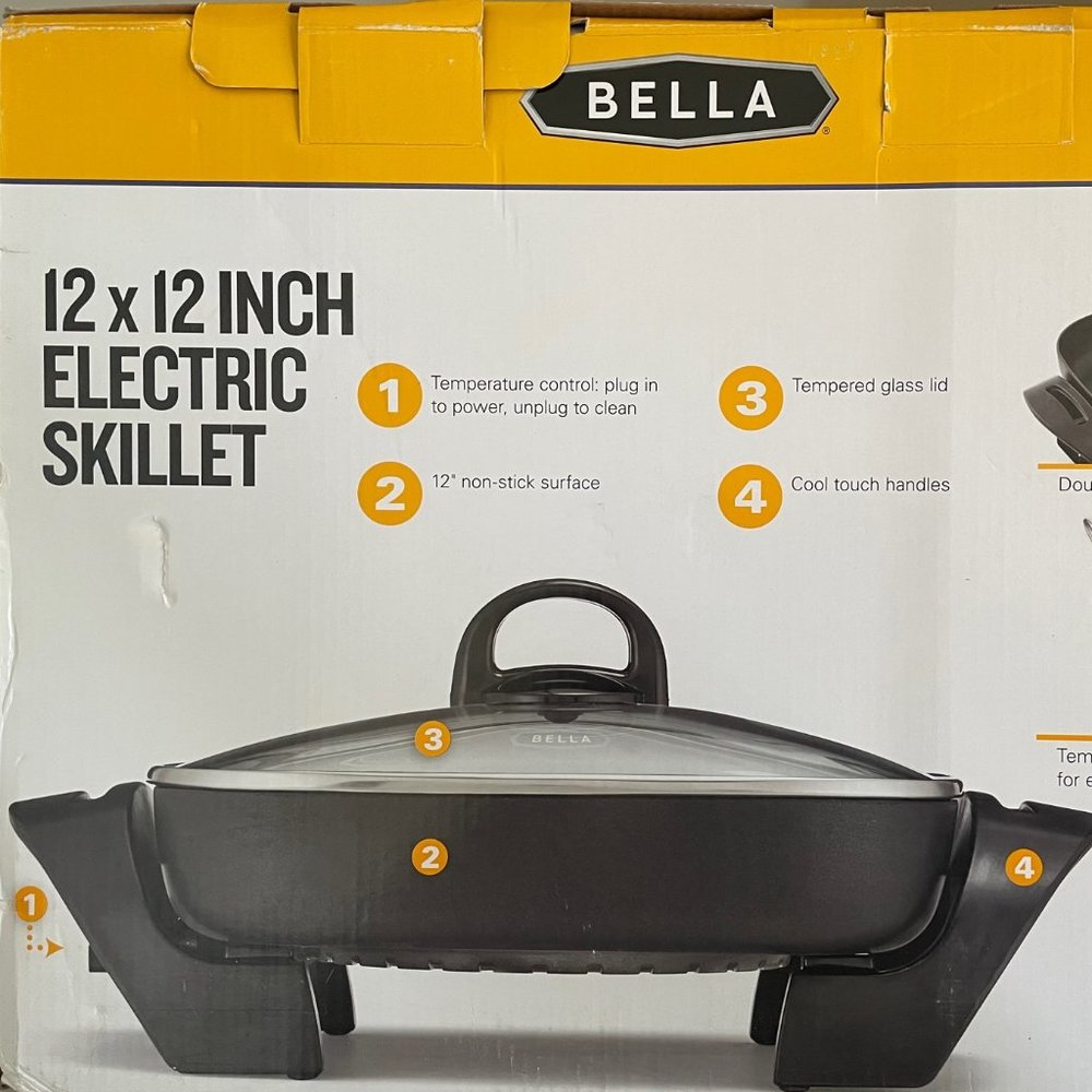 Bella Houseware 12" x 12" Electric Skillet! Never Used! Original Box & Packaging